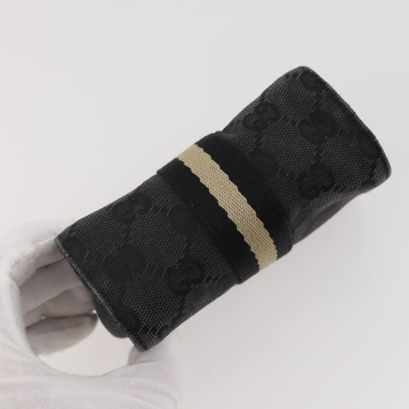GUCCI GG Canvas Pouch Leather 5 Set Black Beige Auth 174994