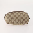 GUCCI GG Canvas Pouch Leather 5 Set Black Beige Auth 174994-7
