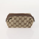 GUCCI GG Canvas Pouch Leather 5 Set Black Beige Auth 174994-8