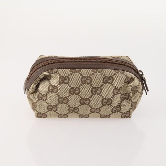GUCCI GG Canvas Pouch Leather 5 Set Black Beige Auth 174994
