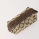 GUCCI GG Canvas Pouch Leather 5 Set Black Beige Auth 174994-9