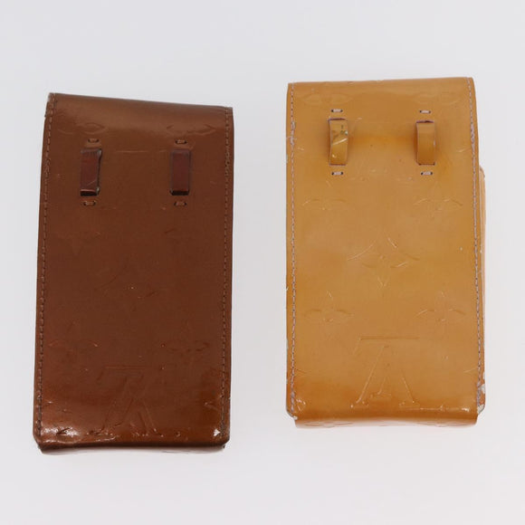LOUIS VUITTON Vernis Cigarette Case 4 Set Bronze Pink Lavand LV Auth 175001
