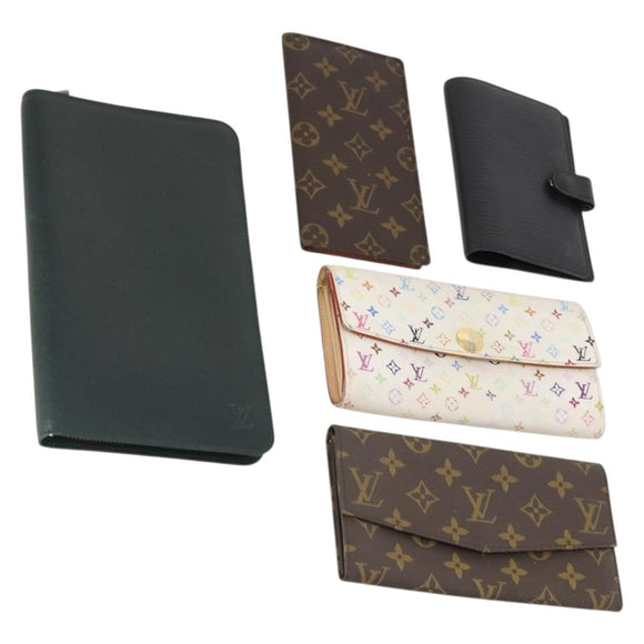 LOUIS VUITTON Monogram Epi Multicolor Wallet 5 Set Black White LV Auth 175002