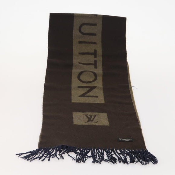 LOUIS VUITTON Scarf Silk Wool 2 Set Blue Brown LV Auth 175005