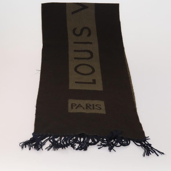LOUIS VUITTON Scarf Silk Wool 2 Set Blue Brown LV Auth 175005