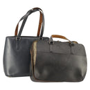 LOUIS VUITTON Monogram Mat Hand Bag 2 Set Black Navy LV Auth 175009-1