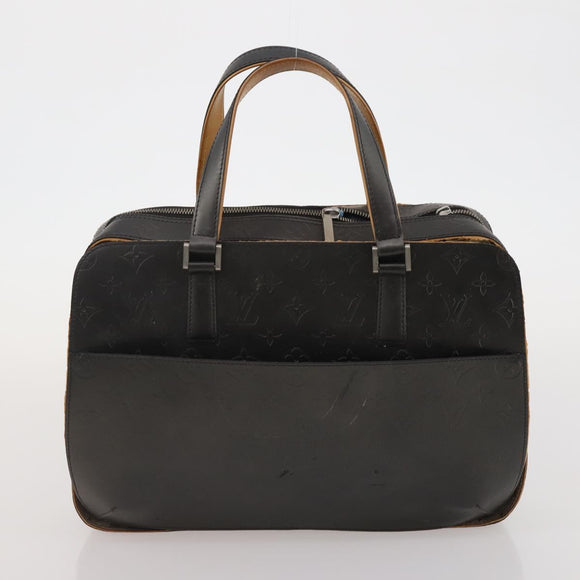 LOUIS VUITTON Monogram Mat Hand Bag 2 Set Black Navy LV Auth 175009