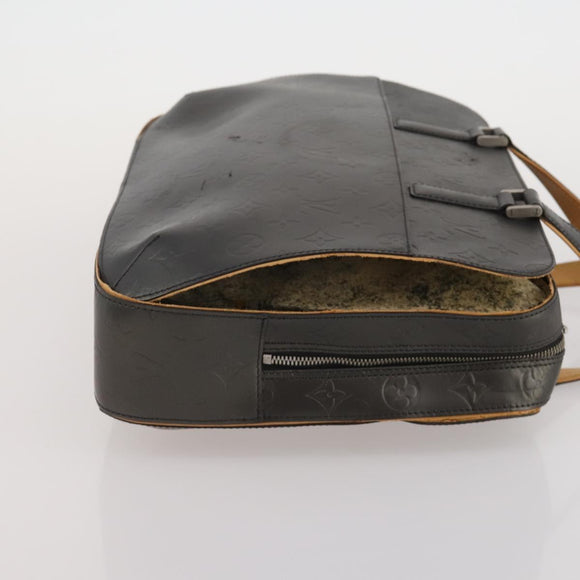 LOUIS VUITTON Monogram Mat Hand Bag 2 Set Black Navy LV Auth 175009