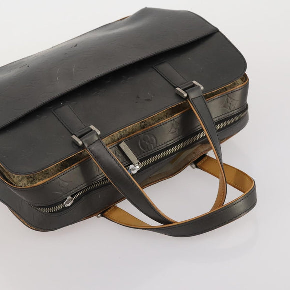 LOUIS VUITTON Monogram Mat Hand Bag 2 Set Black Navy LV Auth 175009