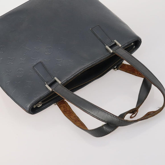 LOUIS VUITTON Monogram Mat Hand Bag 2 Set Black Navy LV Auth 175009