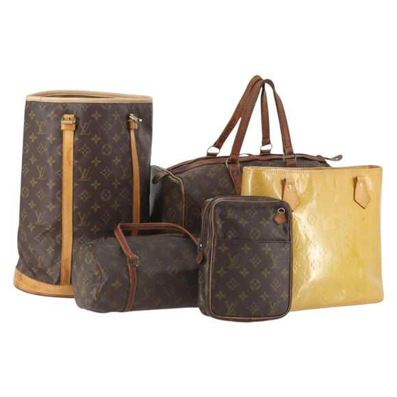 LOUIS VUITTON Monogram Vernis Hand Bag 5 Set Beige LV Auth 175010