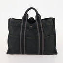 HERMES Fourre Tout MM Hand Bag Canvas 2 Set Gray Black Auth 175013-10