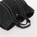 HERMES Fourre Tout MM Hand Bag Canvas 2 Set Gray Black Auth 175013-13