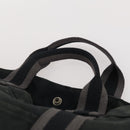 HERMES Fourre Tout MM Hand Bag Canvas 2 Set Gray Black Auth 175013-14