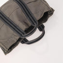 HERMES Fourre Tout MM Hand Bag Canvas 2 Set Gray Black Auth 175013-5