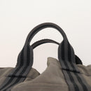 HERMES Fourre Tout MM Hand Bag Canvas 2 Set Gray Black Auth 175013-6