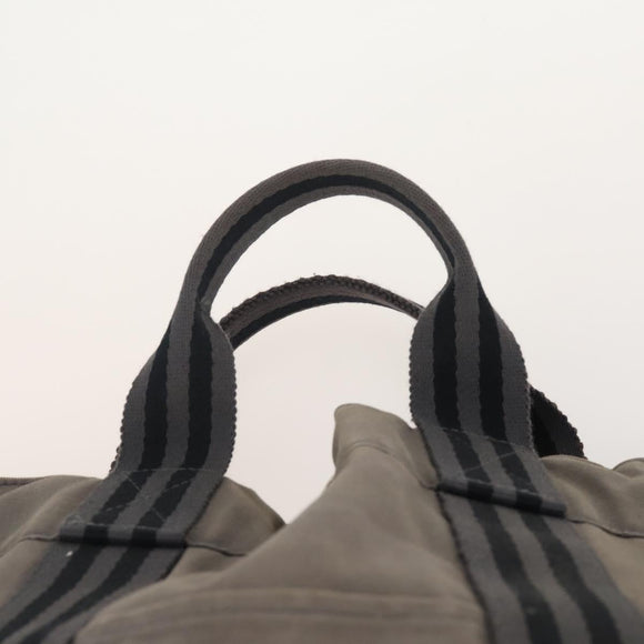 HERMES Fourre Tout MM Hand Bag Canvas 2 Set Gray Black Auth 175013