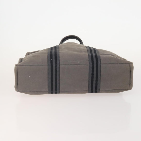 HERMES Fourre Tout MM Hand Bag Canvas 2 Set Gray Black Auth 175013