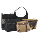 GUCCI Micro GG Canvas GG Canvas Shoulder Bag Suede 5 Set Black beige Auth 175014-1