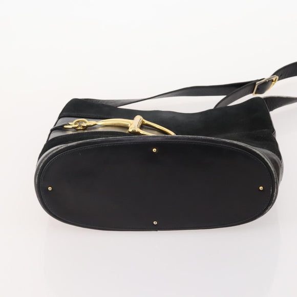 GUCCI Micro GG Canvas GG Canvas Shoulder Bag Suede 5 Set Black beige Auth 175014