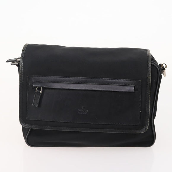 GUCCI Micro GG Canvas GG Canvas Shoulder Bag Suede 5 Set Black beige Auth 175014