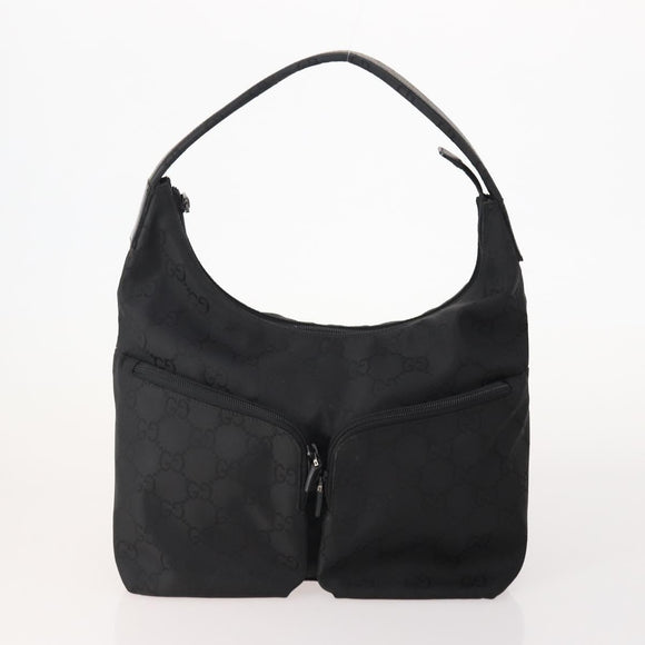 GUCCI Micro GG Canvas GG Canvas Shoulder Bag Suede 5 Set Black beige Auth 175014