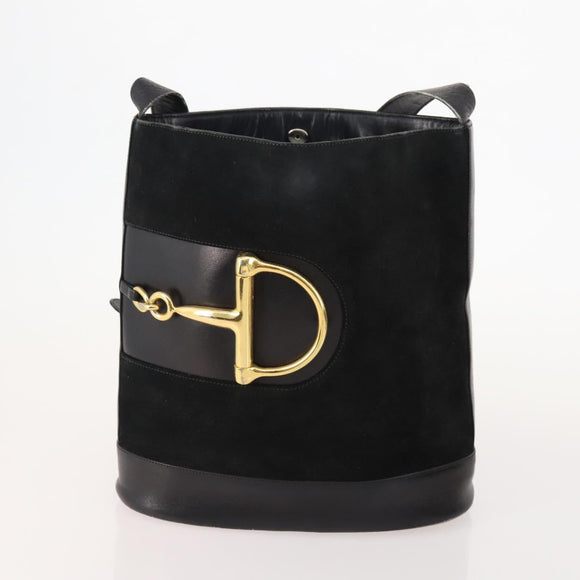 GUCCI Micro GG Canvas GG Canvas Shoulder Bag Suede 5 Set Black beige Auth 175014