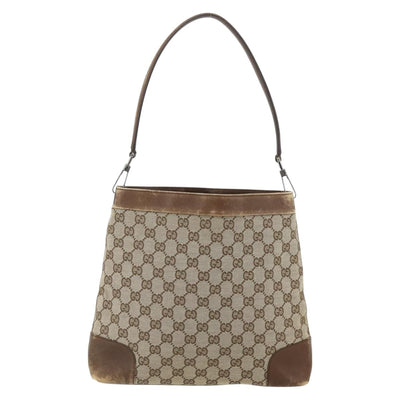 GUCCI GG Canvas Shoulder Bag Beige Silver 33900 Auth 175035 - 0
