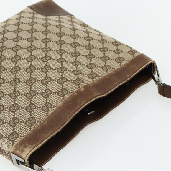 GUCCI GG Canvas Shoulder Bag Beige Silver 33900 Auth 175035