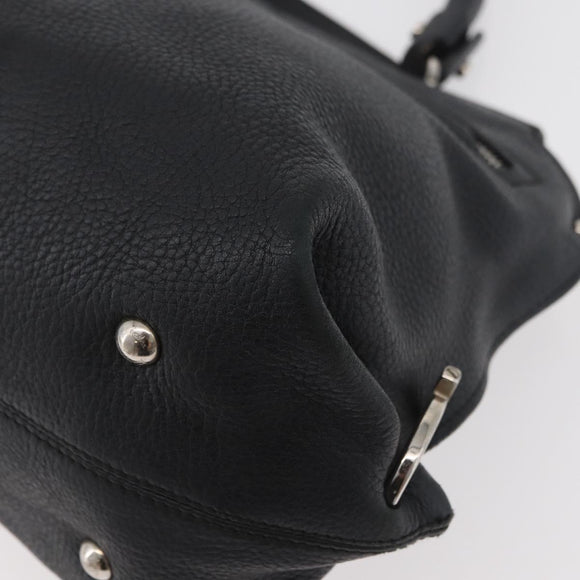 Salvatore Ferragamo Gancini Sofia Bag Leather 2way Black Silver Auth 175040A