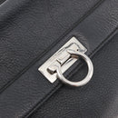 Salvatore Ferragamo Gancini Sofia Bag Leather 2way Black Silver Auth 175040A-16