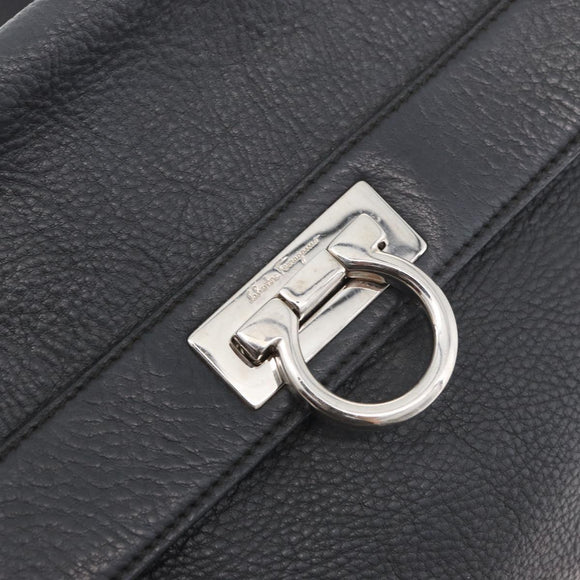 Salvatore Ferragamo Gancini Sofia Bag Leather 2way Black Silver Auth 175040A