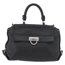 Salvatore Ferragamo Gancini Sofia Bag Leather 2way Black Silver Auth 175040A-2