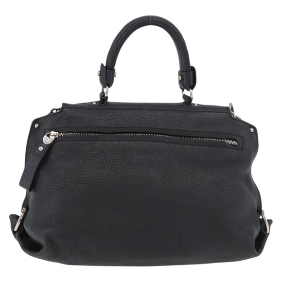 Salvatore Ferragamo Gancini Sofia Bag Leather 2way Black Silver Auth 175040A