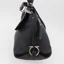 Salvatore Ferragamo Gancini Sofia Bag Leather 2way Black Silver Auth 175040A-4