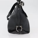 Salvatore Ferragamo Gancini Sofia Bag Leather 2way Black Silver Auth 175040A-5
