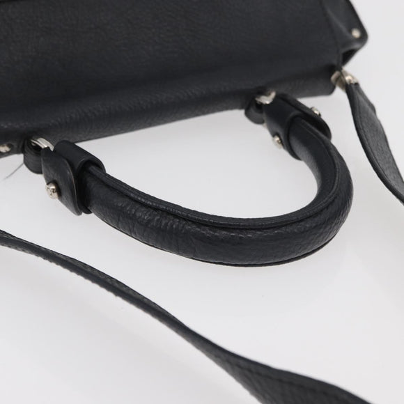 Salvatore Ferragamo Gancini Sofia Bag Leather 2way Black Silver Auth 175040A