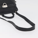Salvatore Ferragamo Gancini Sofia Bag Leather 2way Black Silver Auth 175040A-9