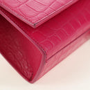 SAINT LAURENT Chain Shoulder Bag Leather Pink Silver Auth 175043SAM-9