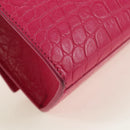 SAINT LAURENT Chain Shoulder Bag Leather Pink Silver Auth 175043SAM-16