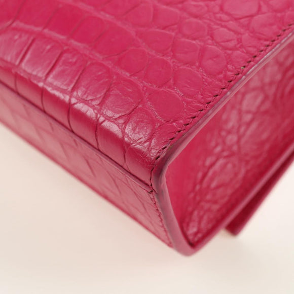 SAINT LAURENT Chain Shoulder Bag Leather Pink Silver Auth 175043SAM