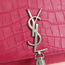 SAINT LAURENT Chain Shoulder Bag Leather Pink Silver Auth 175043SAM-18