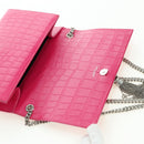 SAINT LAURENT Chain Shoulder Bag Leather Pink Silver Auth 175043SAM-19