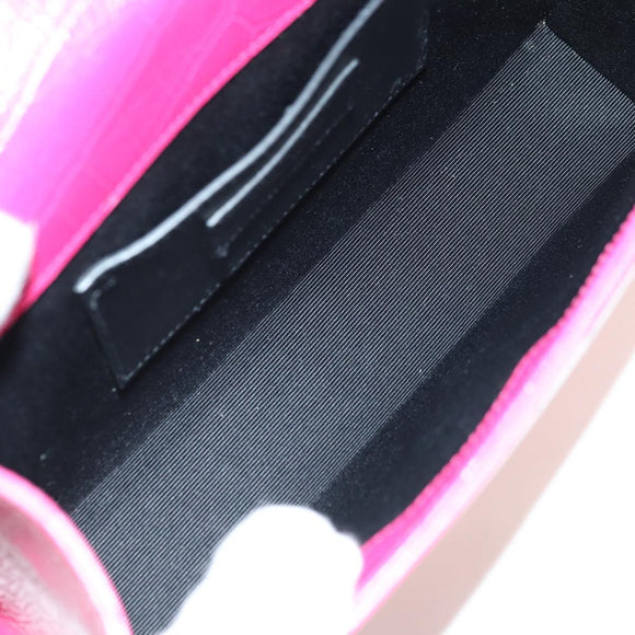 SAINT LAURENT Chain Shoulder Bag Leather Pink Silver Auth 175043SAM