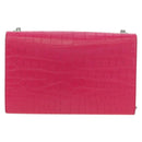 SAINT LAURENT Chain Shoulder Bag Leather Pink Silver Auth 175043SAM-2
