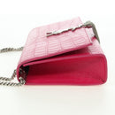 SAINT LAURENT Chain Shoulder Bag Leather Pink Silver Auth 175043SAM-3