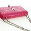 SAINT LAURENT Chain Shoulder Bag Leather Pink Silver Auth 175043SAM-7