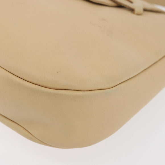 Salvatore Ferragamo Gancini Shoulder Bag Leather Beige Silver Auth 175046