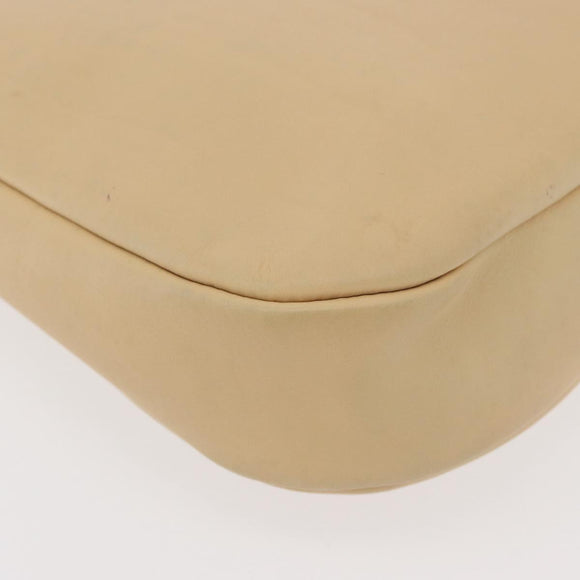 Salvatore Ferragamo Gancini Shoulder Bag Leather Beige Silver Auth 175046