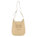Salvatore Ferragamo Gancini Shoulder Bag Leather Beige Silver Auth 175046-13
